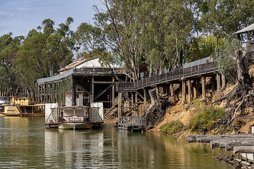The Port of Echuca on the Murray River in Echuca, Victoria, Australia.