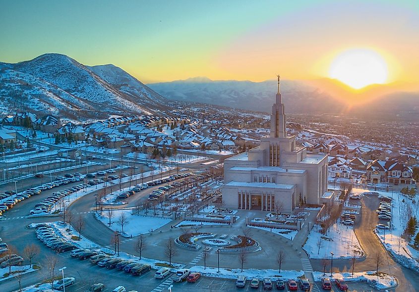 Draper, Utah temple sunset.