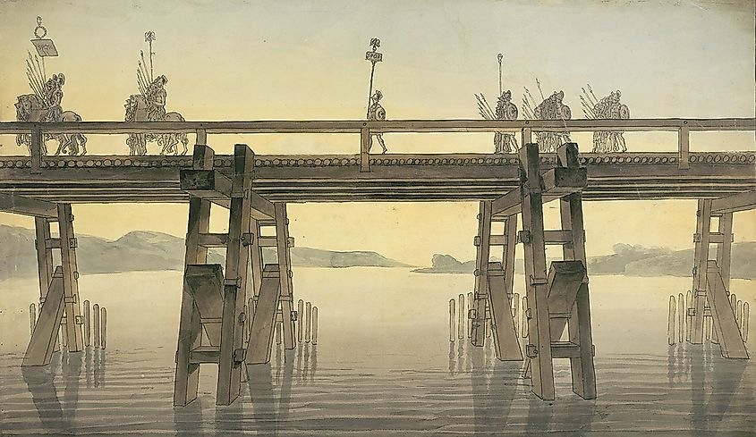 Bridge across the Rhine built by Caesar's army.