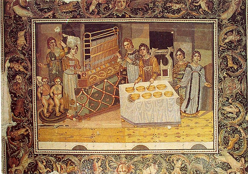 Mosaic found in a Byzantine villa in Maryamin, Syria