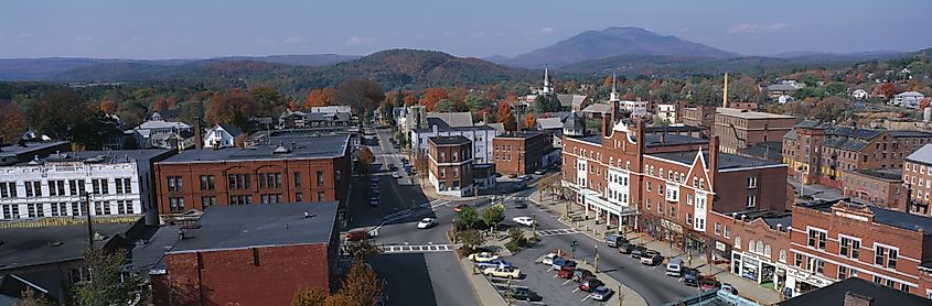This is a panorama view of Claremont, New Hampshire. 
