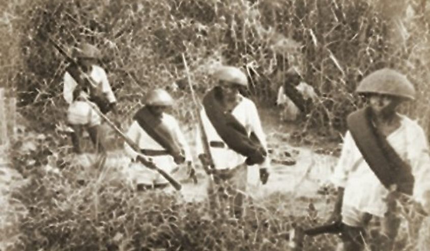 Christian Filipinos who served under the Spanish Army in their battle against the Moro Muslim in Mindanao, circa 1887