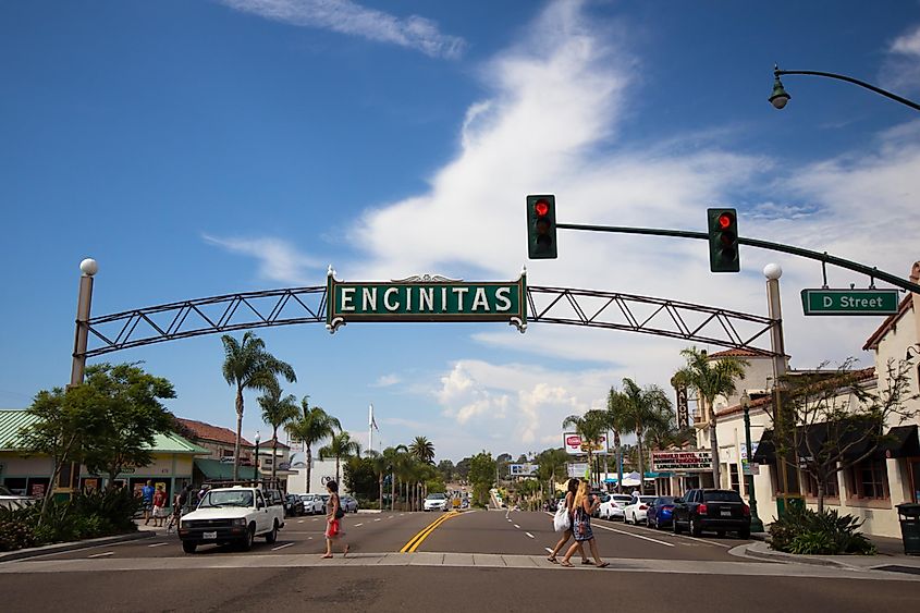 Historic coastal highway, Route 101 in downtown Encinitas, California