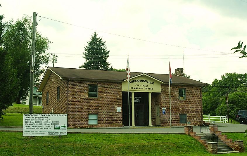 Surgoinsville City Hall in Surgoinsville, Tennessee