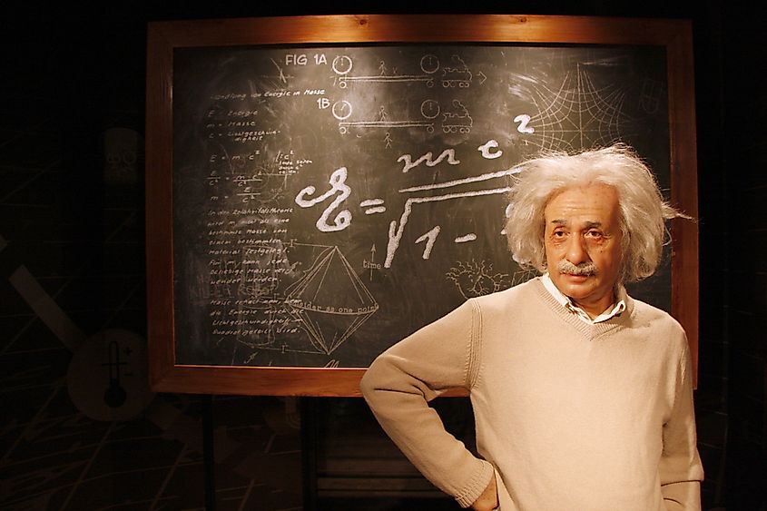 wax figure of Albert Einstein - opening of the waxworks "Madame Tussauds", Unter den Linden, Berlin. Credit: 360b / Shutterstock.com