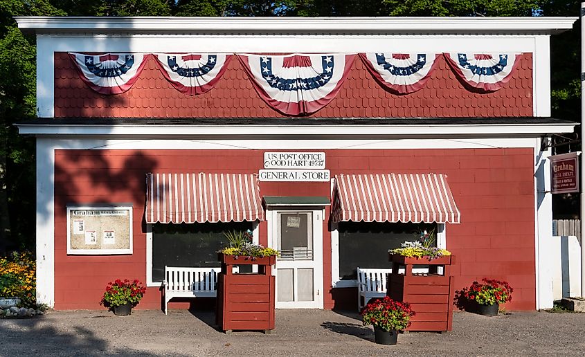 Good Hart General Store and US Post Office in Good Hart, Michigan USA.