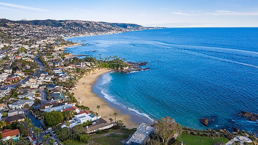 An aerial view of Laguna Beach, California