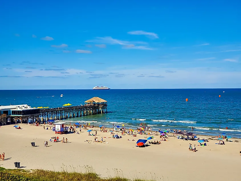 The dazzling sandy beach at Cocoa Beach, Florida