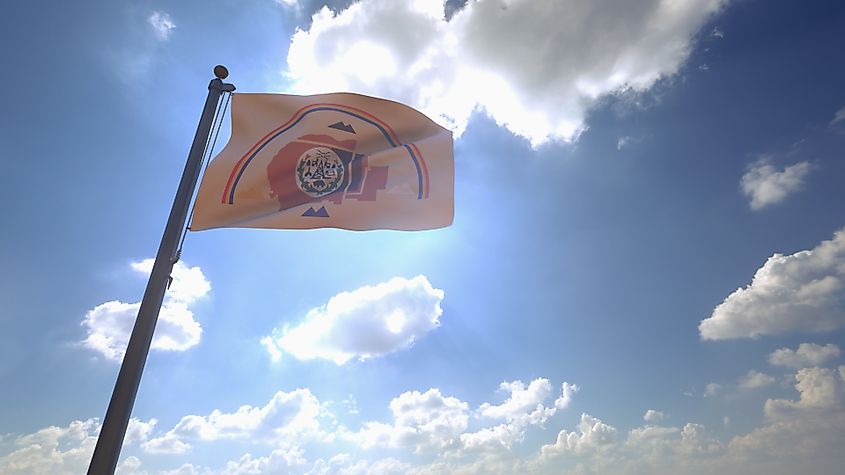 Navajo Nation Flag in Arizona where the tribes currently struggle for fresh water. Credit: Mirza Kadic/ Shutterstock.com
