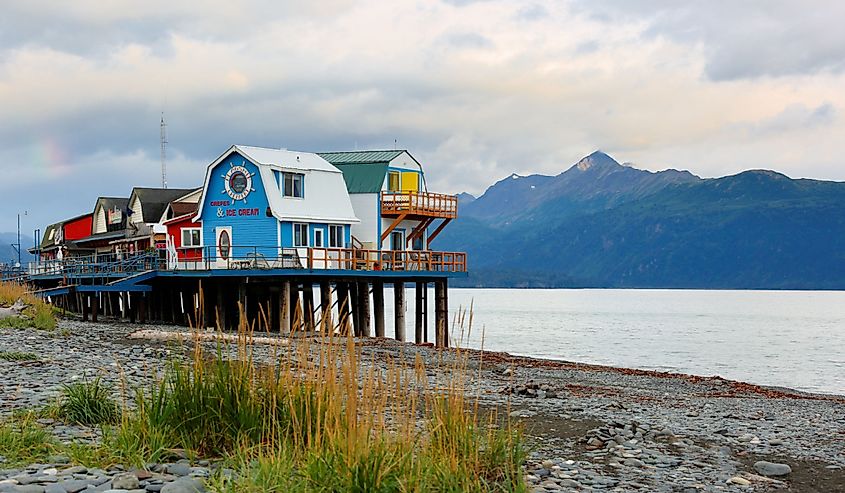 Small red shop at Homer Spit Alaska.