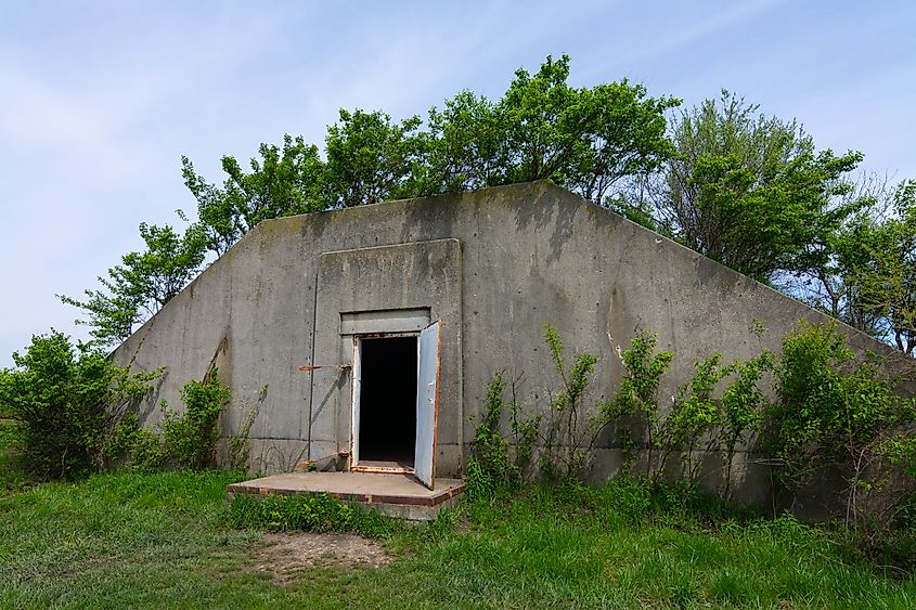Old bomb shelter in Midewin National Tallgrass Prairie. Wilmington, Illinois