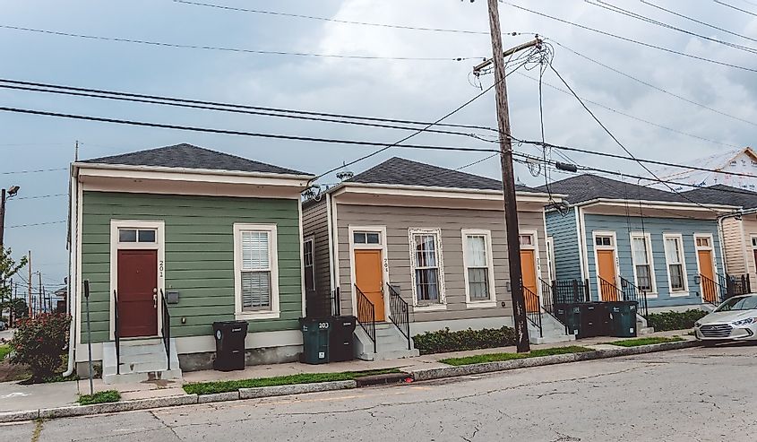Residential old houses in the poor quarter of New Orleans, Louisiana