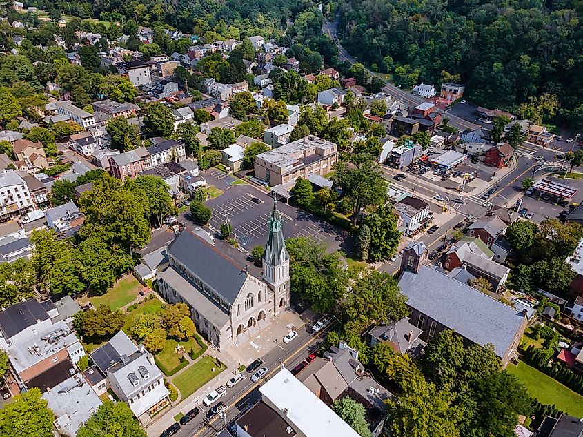 Aerial view of Lambertville, New Jersey.