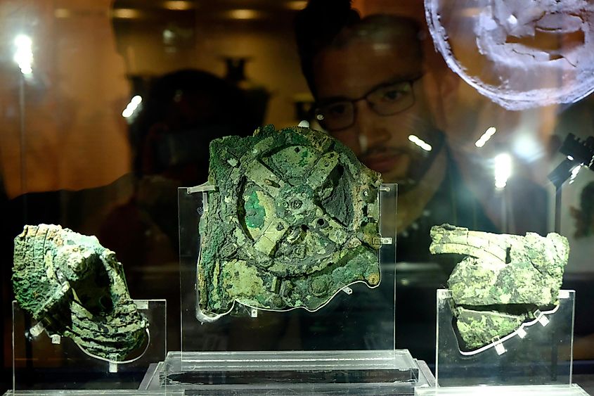 Antikythera mechanism in National Archaeological Museum, Athens, Greece.