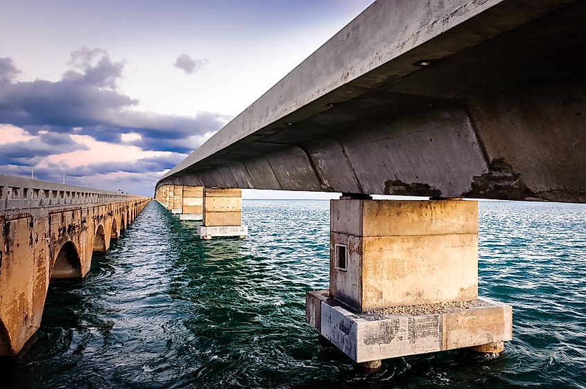 Overseas Highway and Railway bridges, Florida Keys. 