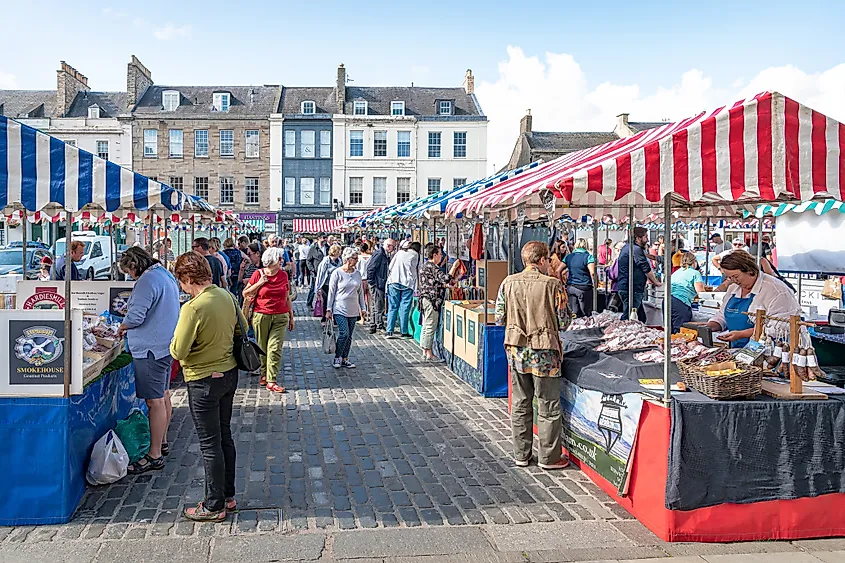 Kelso Farmers Market in Kelso, Scotland, the UK