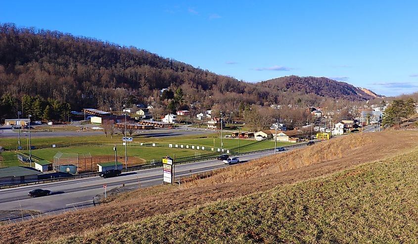 Berkeley Springs, West Virginia view from a mountain.