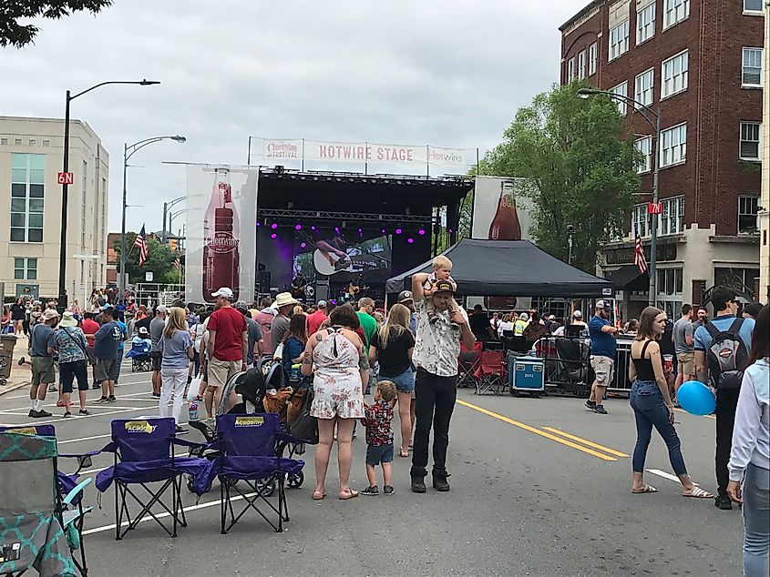 Stage and crowd at the Salisbury Cheerwine Festival