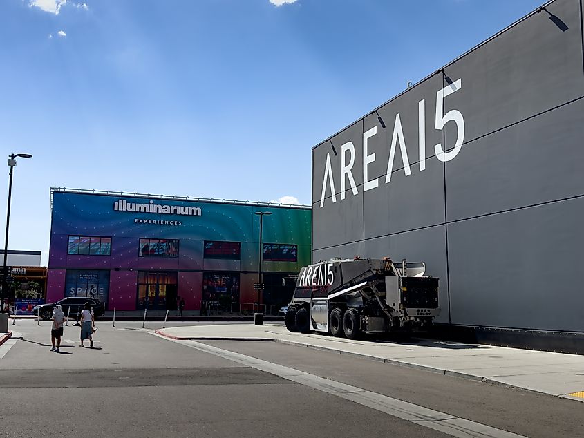 Editorial Photo Credit: The Image Party via Shutterstock. Las Vegas, Nevada, United States - 07-25-2023: A view of a building front sign for Area15.