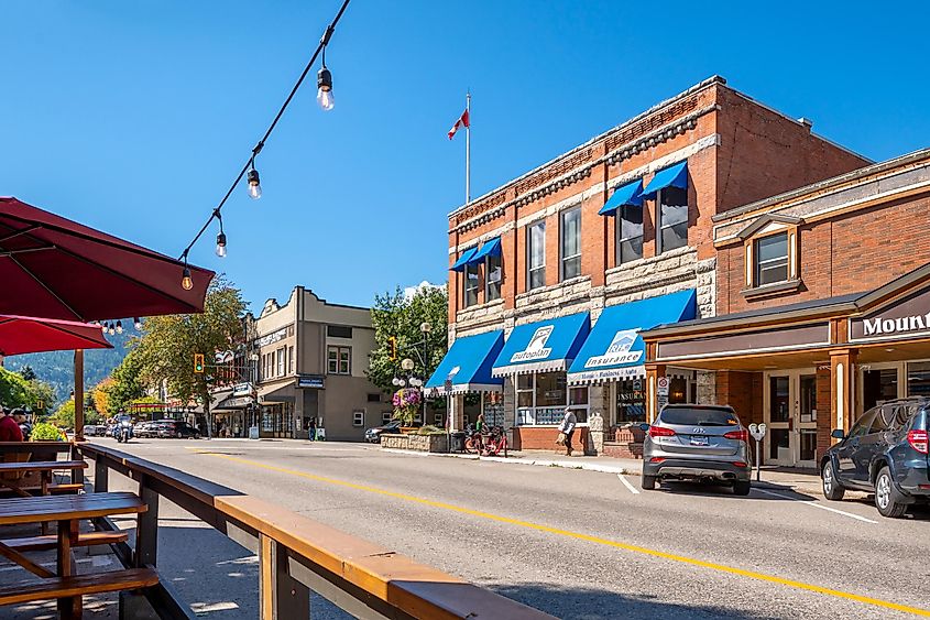 One of the main shopping and dining streets in the small artist community and town at Nelson, BC, via Kirk Fisher / Shutterstock.com