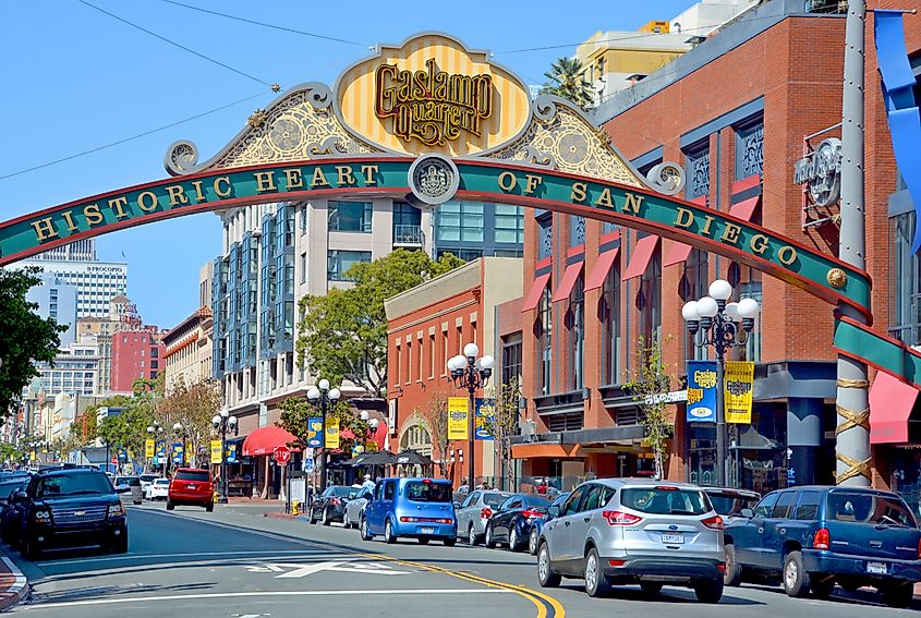 The Gaslamp Quarter in San Diego, California.