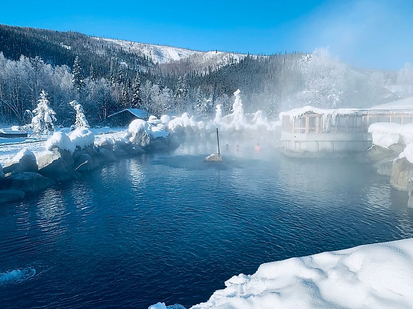 Hot springs at Chena Hot Springs Resort in Fairbanks, Alaska.