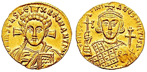 Gold solidus of Justinian II of the Byzantine Empire.