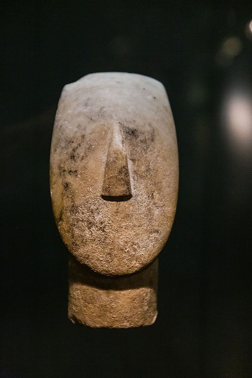  Face of Cycladic statue, via the Museum of Cycladic Art, Athens