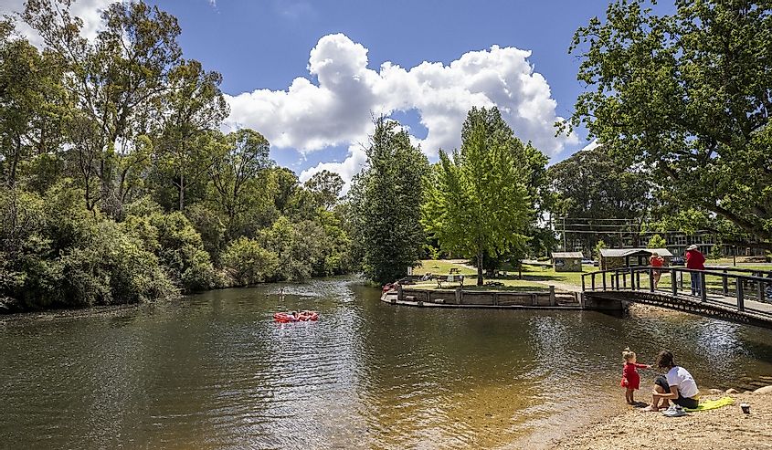 A scenic shot of the Bright Splash water park in Bright, Victoria, Australia