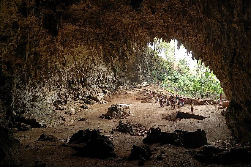 Cave where the remains of Homo floresiensis were discovered in 2003, Lian Bua, Flores, Indonesia