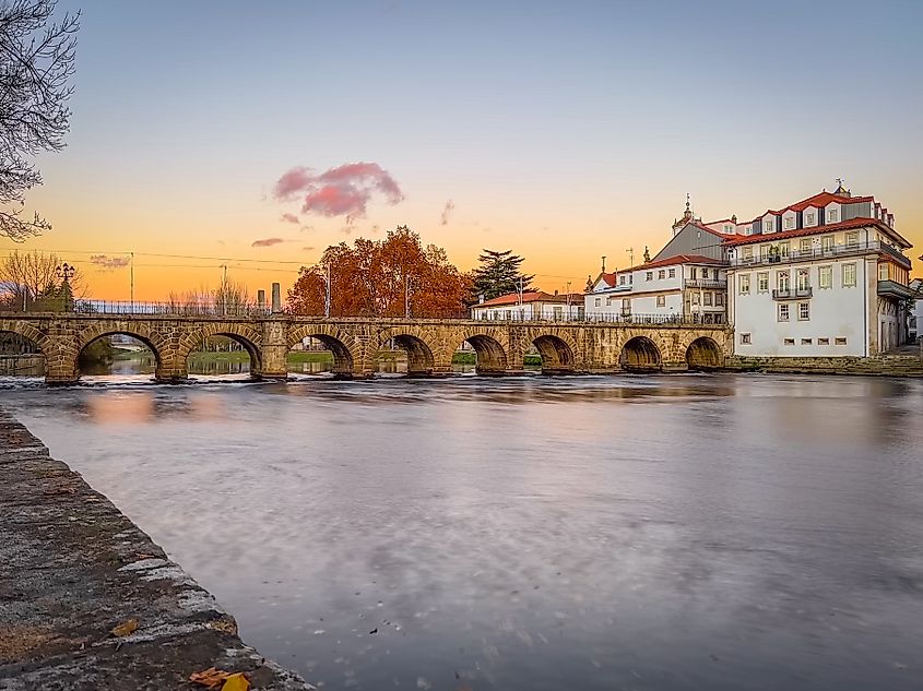 Trajan's Bridge (Portuguese: Ponte de Trajano) across the Tâmega River in Chaves, Portugal.