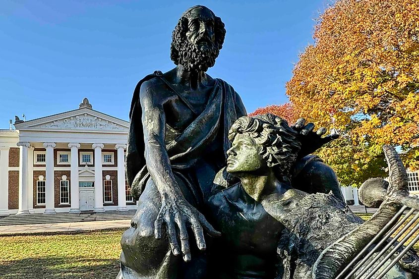 Homer statue overlookng The Lawn at the University of Virginia campus photo by Bryan Dearsleyjpg
