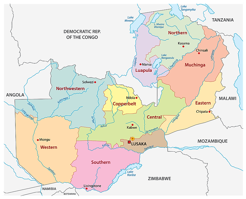 Map Of Zambia And Its Neighbours Zambia Maps & Facts - World Atlas