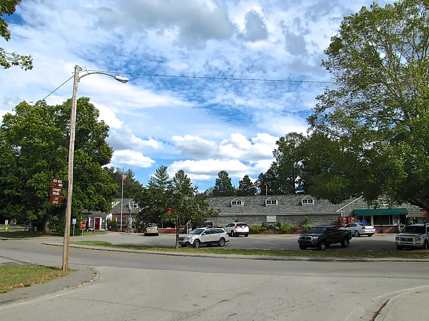 Street view in the town of Norris, Tennessee.