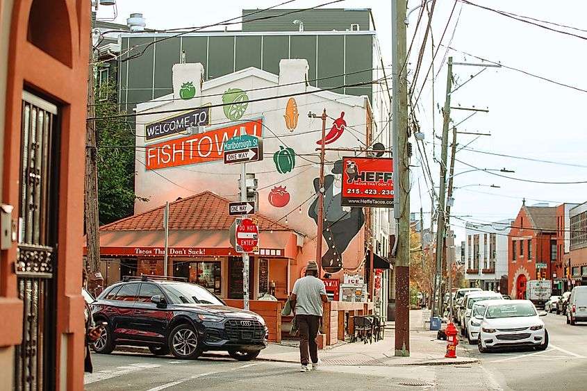 Fishtown neighborhood in Philadelphia, Pennsylvania.