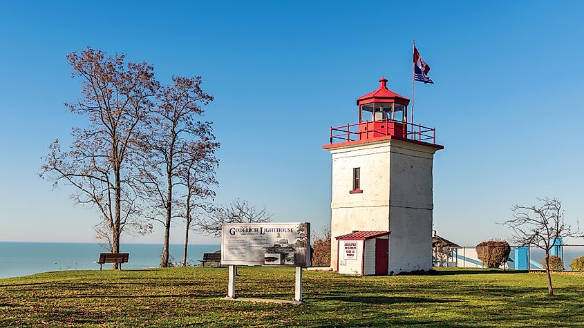 View at the lighthouse in Goderich. It is the oldest Canadian light station on Lake Huron, Ontario, Canada.