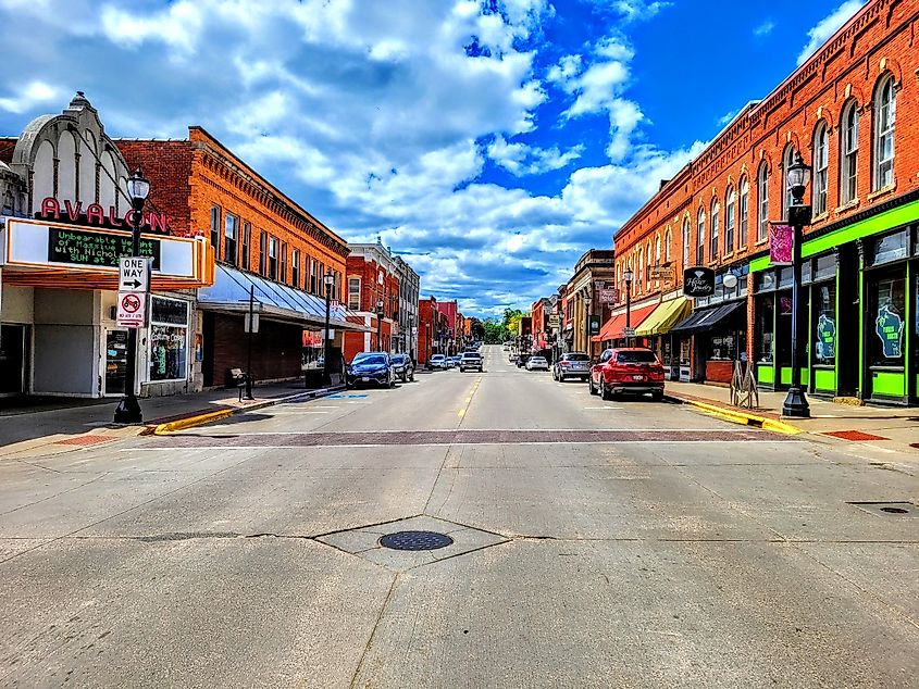 Main Street in Platteville, Wisconsin.