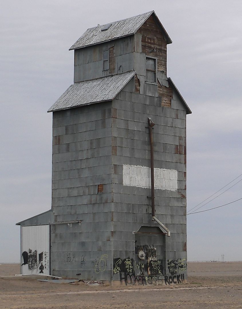 Woodframe Grain Elevator in Hooker, Oklahoma