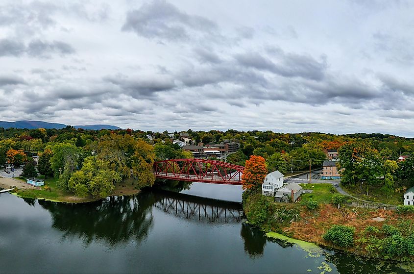 Aerial view of the Esopus Creek Bridge in Saugerties, New York