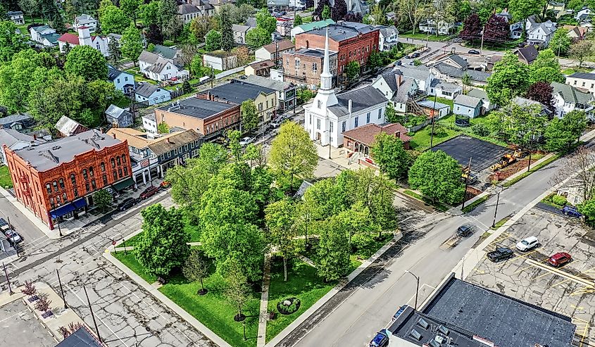 Aerial view of Hammondsport, New York.