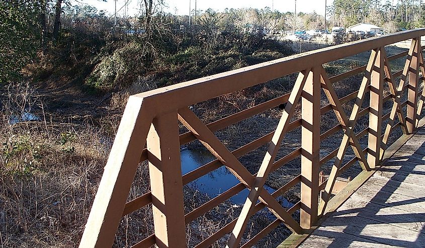 A footbridge across Ponchatoula Creek tributary.