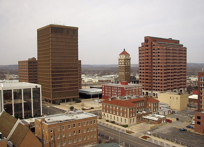 Aerial view of downtown Bartlesville, Oklahoma.