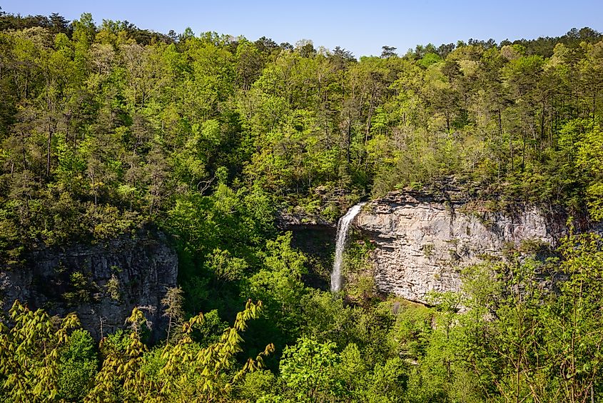 Waterfall off cliff at Little River Canyon National Preserve