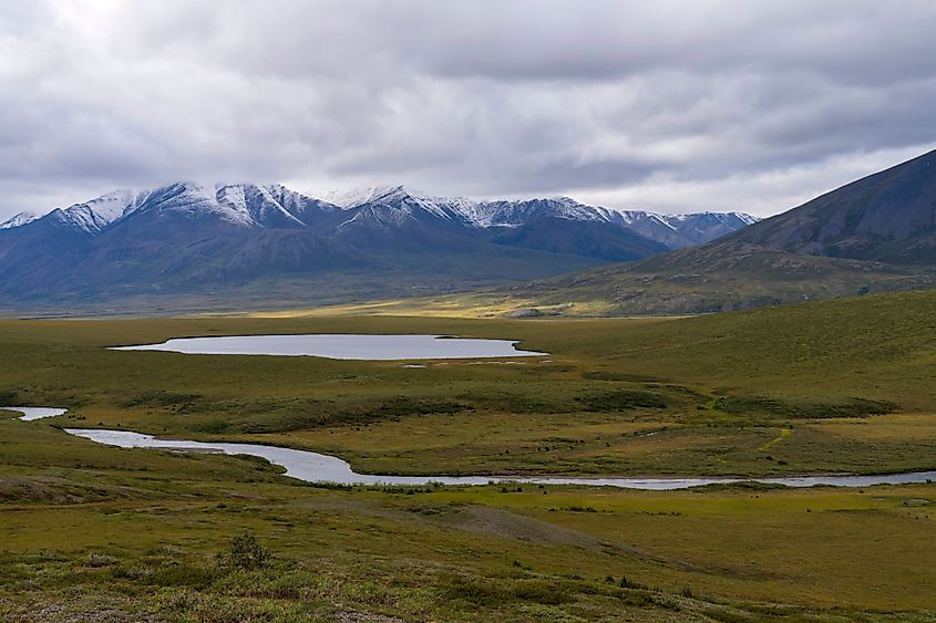 The Endicott Mountains and John River at the Gates of the Arctic National Park in Brooks Range, Alaska