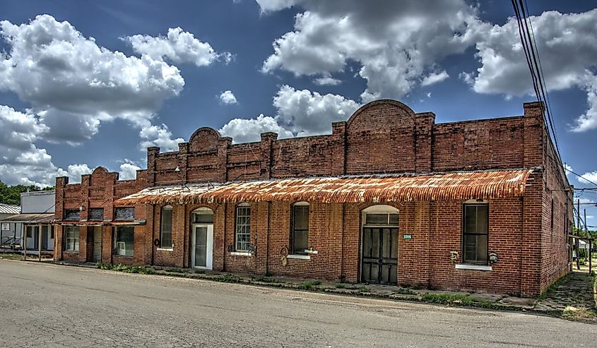 Old buildings in Dime Box, Texas.