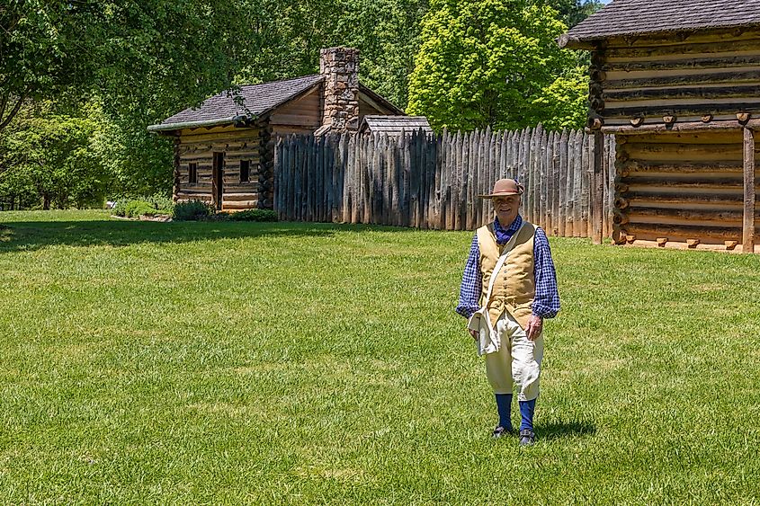 Reenactment at Sycamore Shoals State Historic Park of the Siege of Fort Watauga in 1776.