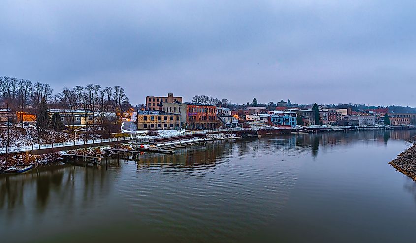 City of Manistee, Michigan early morning in spring.