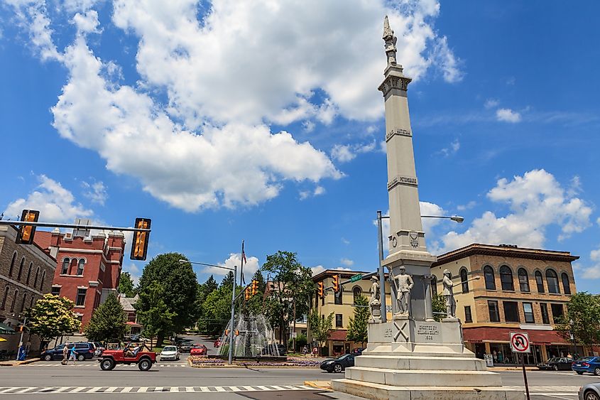 A distinctive monument located in Market Square in the downtown area of the Town of Bloomsburg, via George Sheldon / Shutterstock.com