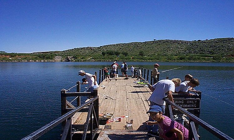 Boats on Lake Meredith in the Texas Panhandle.