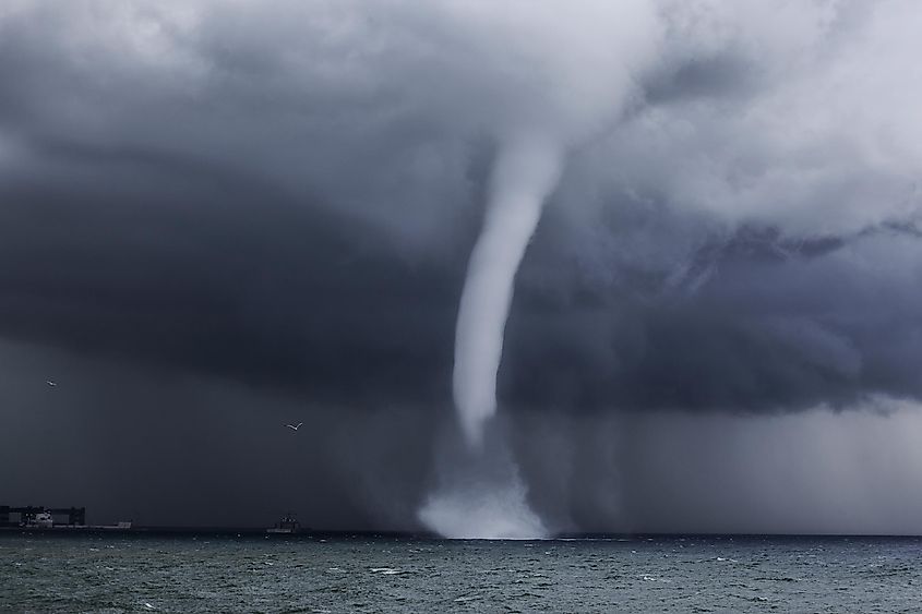 Waterspout Produced by a Hurricane Over the Ocean